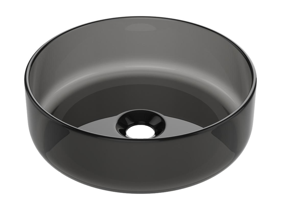 Vente Unique Vasque à Poser Ronde Translucide En Résine - 40 Cm - Gris - SPAVO
