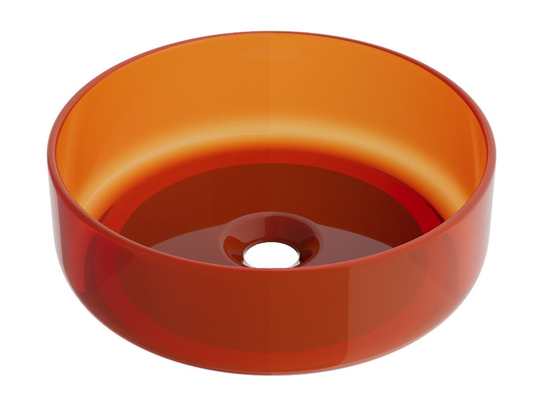 Vente Unique Vasque à Poser Ronde Translucide En Résine - 40 Cm - Orange - SPAVO