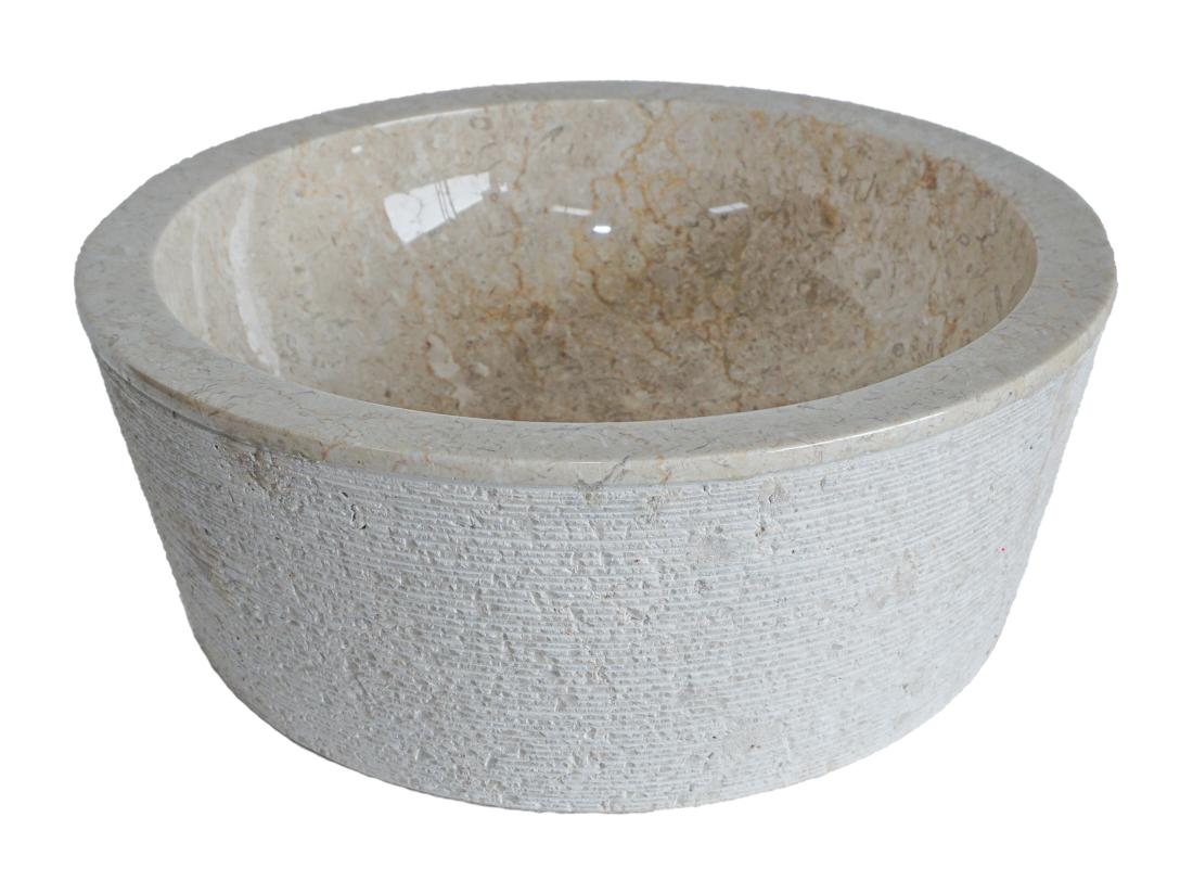 Vente Unique Vasque De Salle De Bain En Marbre MARBLE - Couleur Crème