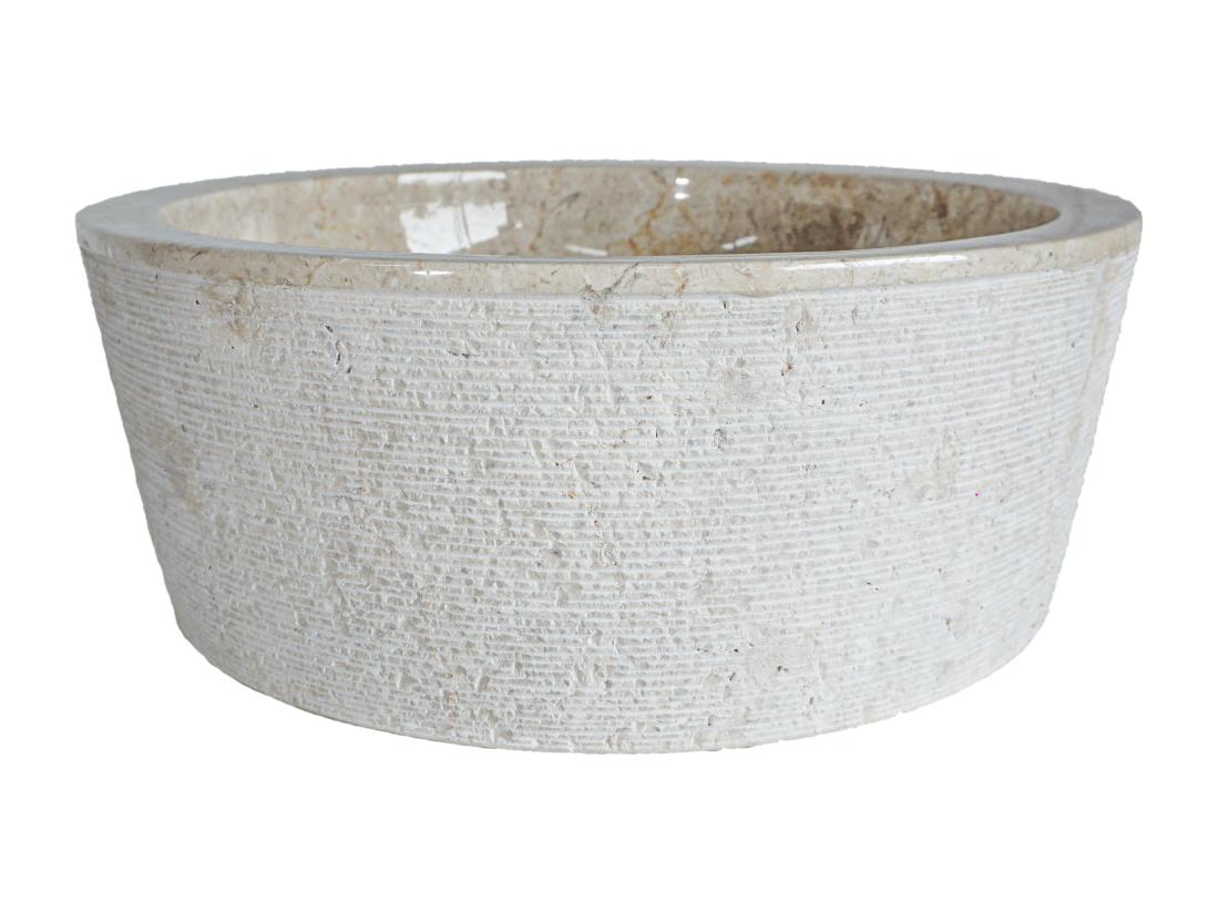 Vente Unique Vasque De Salle De Bain En Marbre MARBLE - Couleur Crème