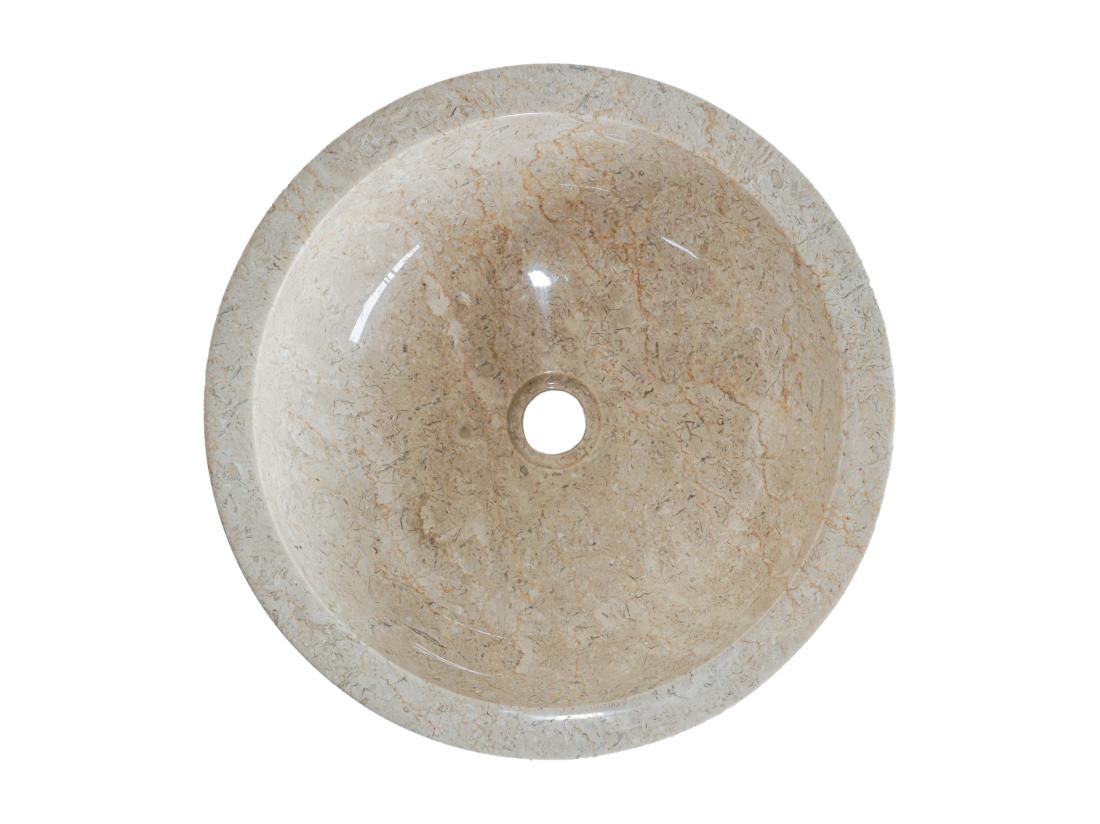 Vente Unique Vasque De Salle De Bain En Marbre MARBLE - Couleur Crème