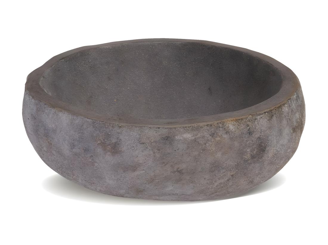 Vente Unique Vasque De Salle De Bain En Pierre De Rivière STONE - Couleur Grise