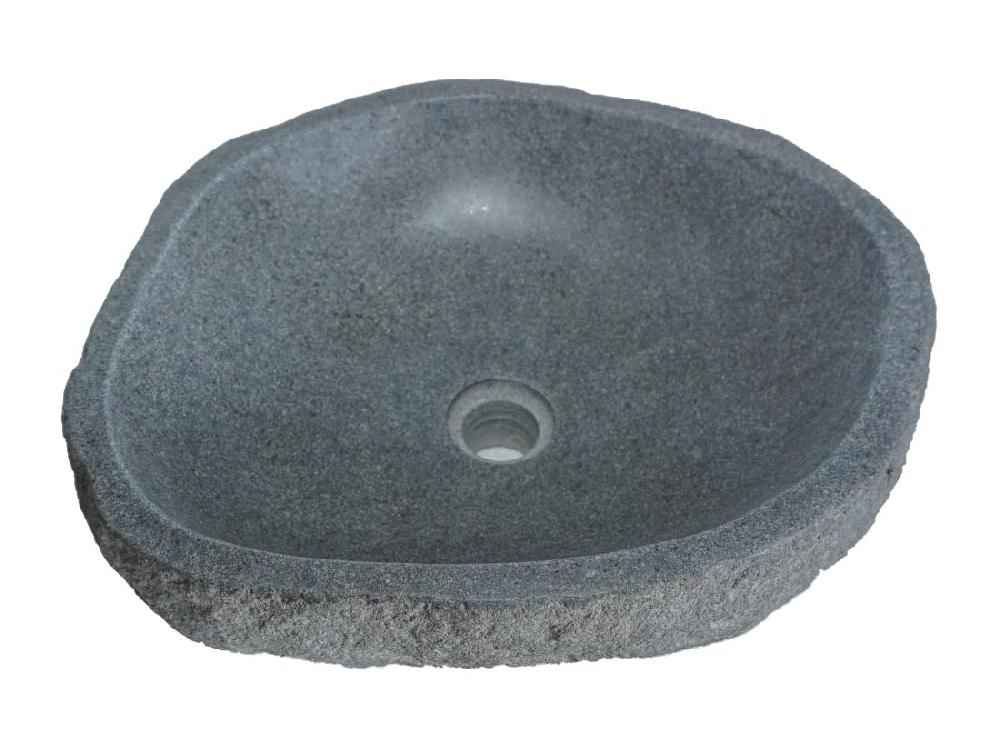 Vente Unique Vasque De Salle De Bain En Pierre De Rivière WATU - Couleur Grise