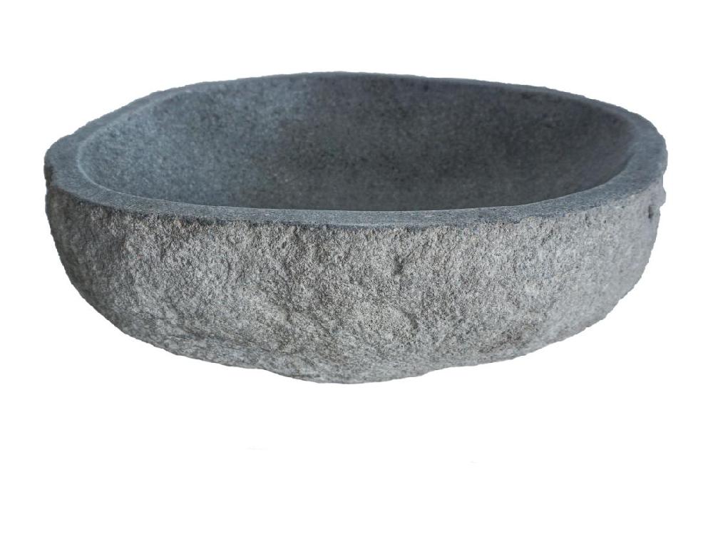 Vente Unique Vasque De Salle De Bain En Pierre De Rivière WATU - Couleur Grise