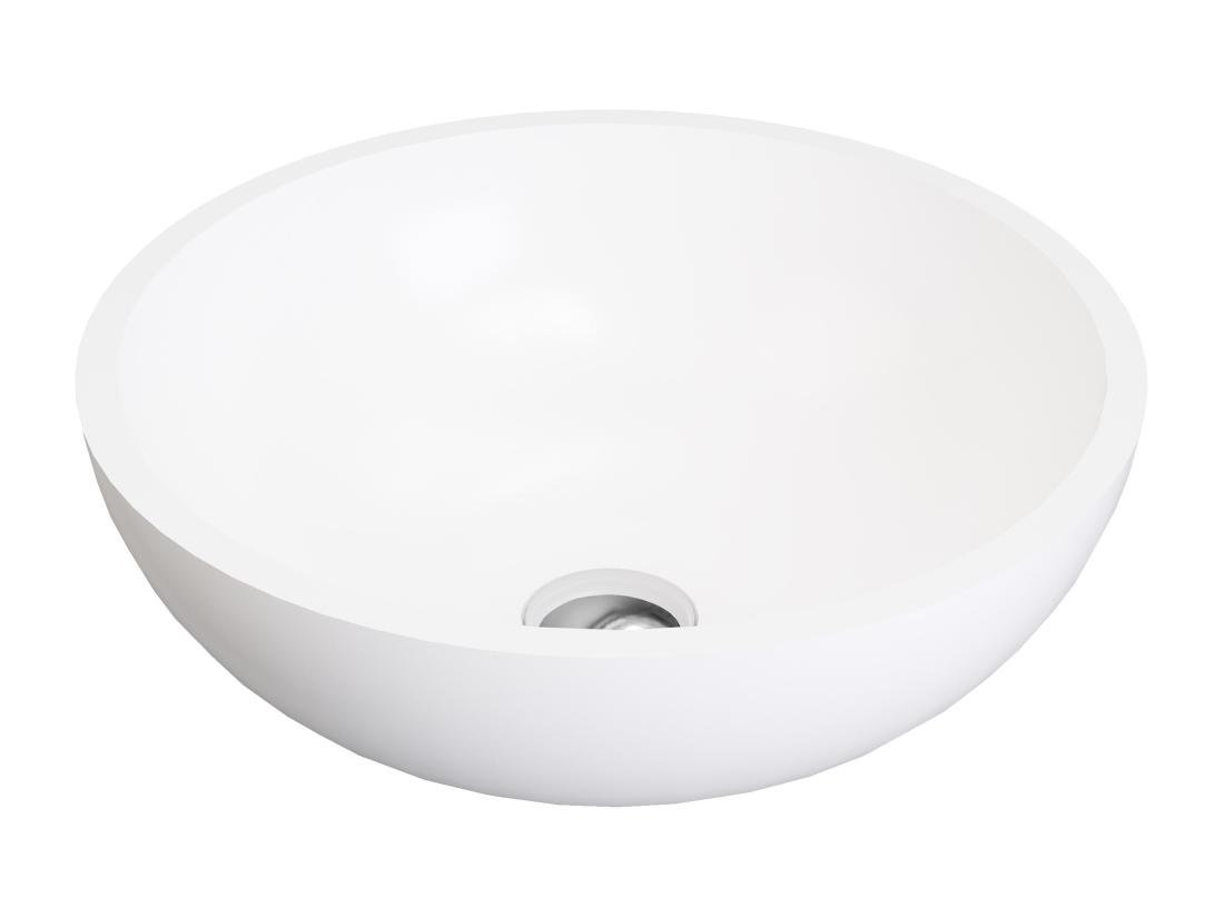 Vente Unique Vasque De Salle De Bain Ronde En Solid Surface - 40 Cm - Blanc - IMJA