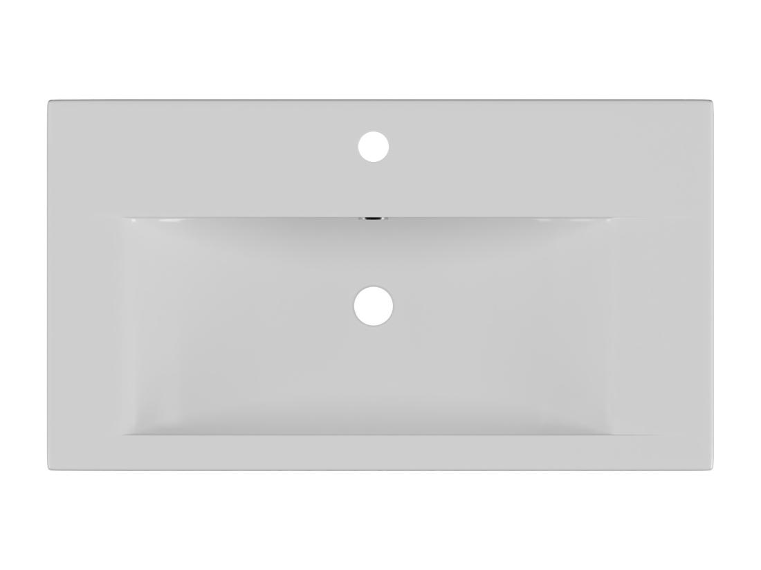 Vente Unique Vasque De Salle De Bain Semi-encastrée Rectangle En Céramique - 71 5 Cm - Blanc - YASMAC II