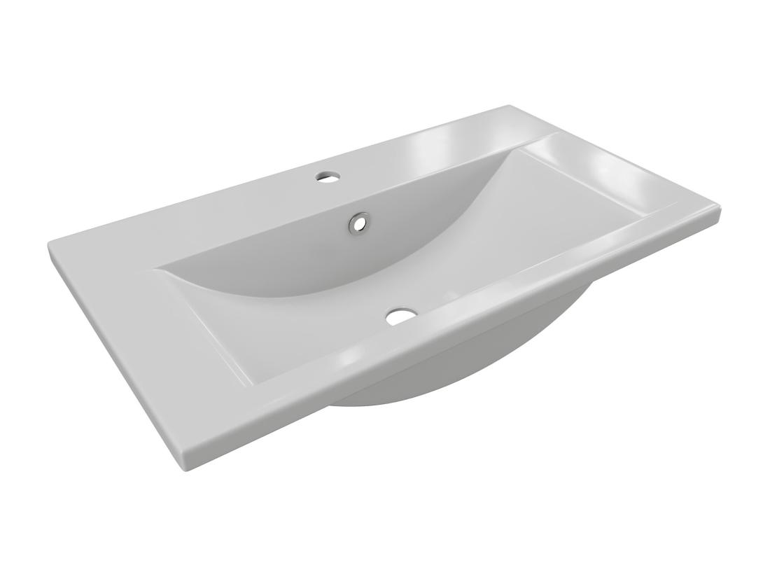 Vente Unique Vasque De Salle De Bain Semi-encastrée Rectangle En Céramique - 71 5 Cm - Blanc - YASMAC II
