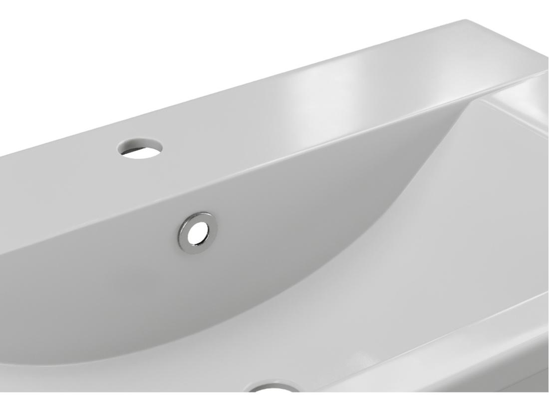 Vente Unique Vasque De Salle De Bain Semi-encastrée Rectangle En Céramique - 71 5 Cm - Blanc - YASMAC II