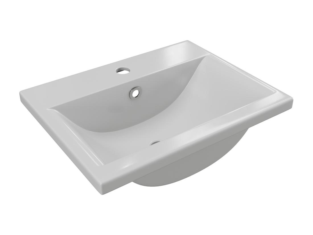 Vente Unique Vasque De Salle De Bain Semi-encastrée Rectangle En Céramique - L51 5 Cm - Blanc - YASMAC II