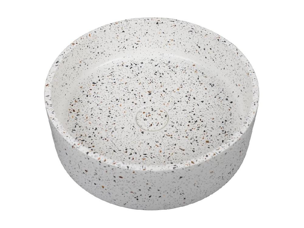 Vente Unique Vasque Ronde à Poser En Terrazzo Bleu - 39 Cm - DUKAT