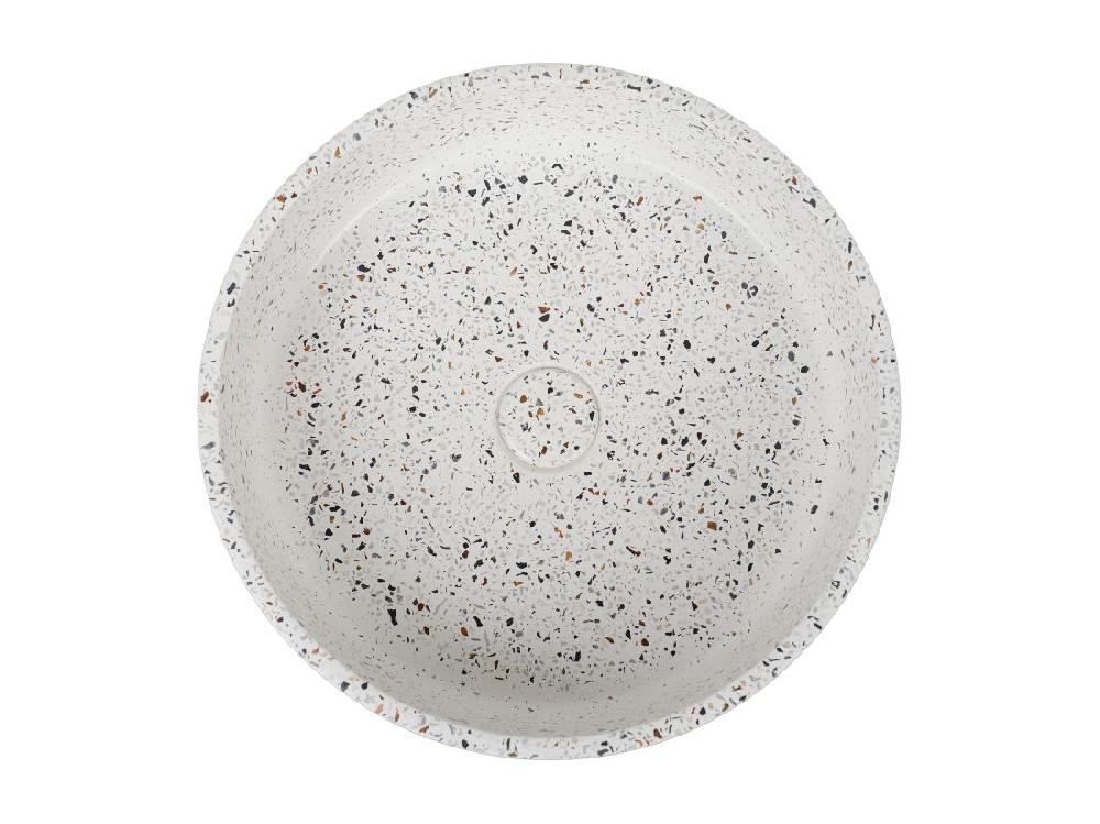 Vente Unique Vasque Ronde à Poser En Terrazzo Bleu - 39 Cm - DUKAT