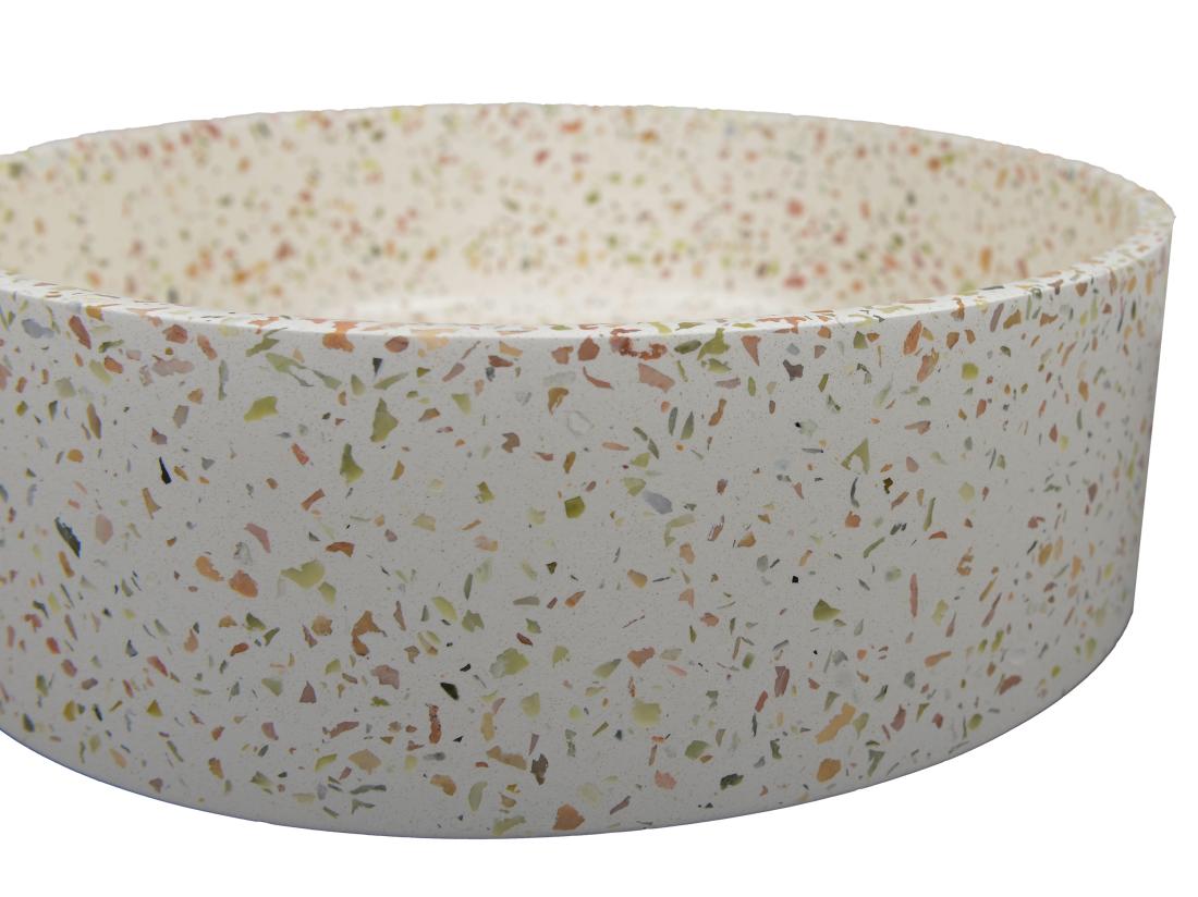 Vente Unique Vasque Ronde à Poser En Terrazzo Rose - 39 Cm - DUKAT