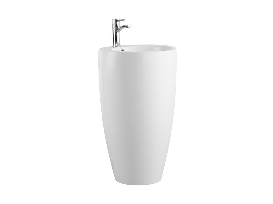 Vente Unique Vasque Sur Pied Cylindrique Blanche - D50 X H83 Cm - MILOS II