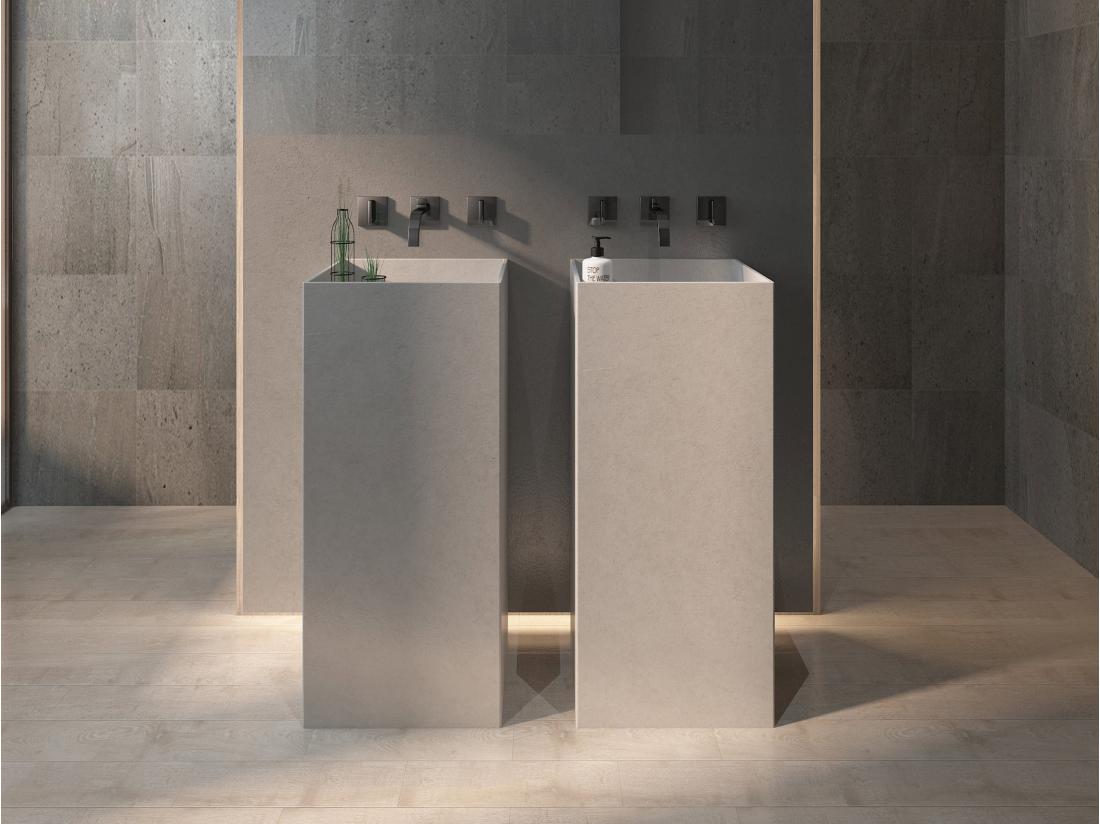 vente unique Vasque sur pied en béton - L40 x l40 x H80 cm - BALEZINO