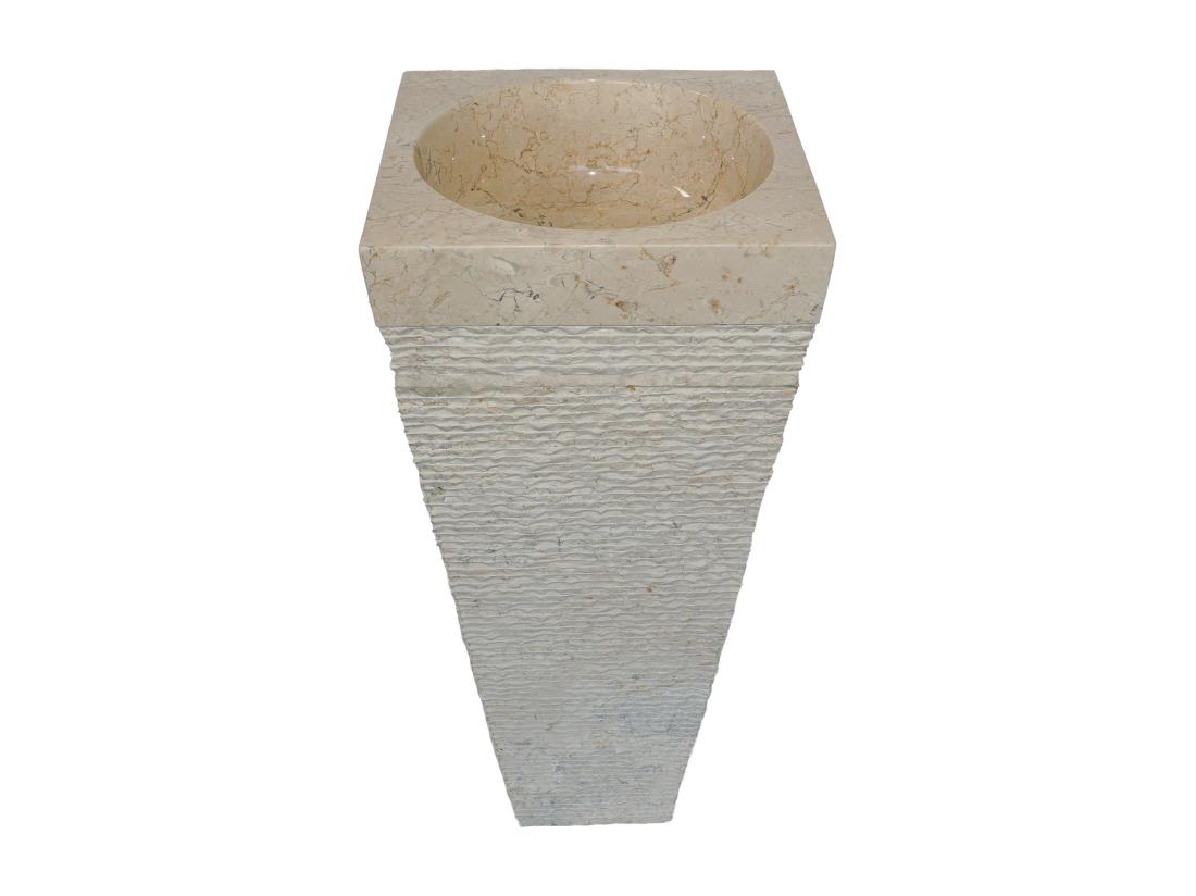 Vente Unique Vasque Sur Pied En Marbre - Coloris Crème - L40 X P40 X H90 Cm - STORTA