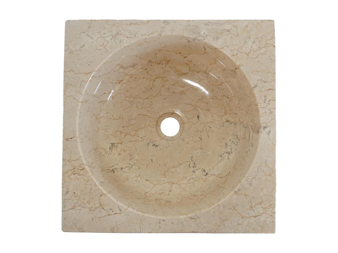 Vente Unique Vasque Sur Pied En Marbre - Coloris Crème - L40 X P40 X H90 Cm - STORTA