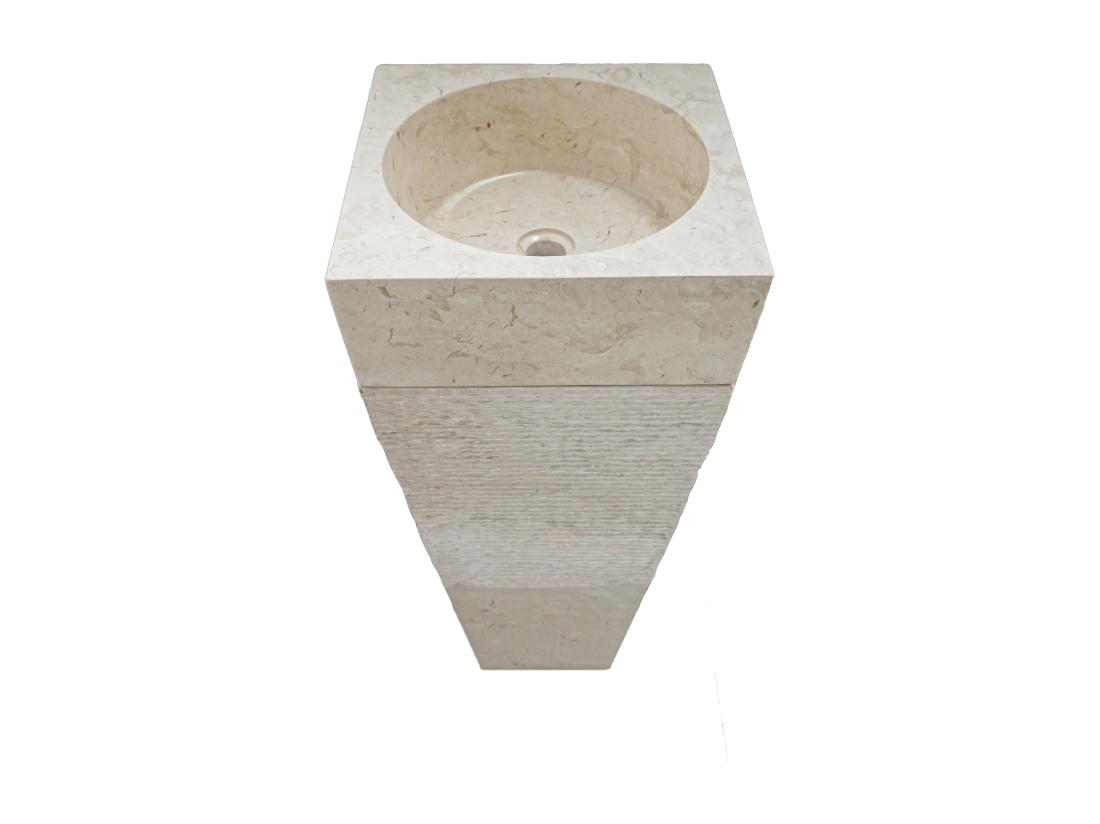 Vente Unique Vasque Sur Pied En Marbre - MIDO - Couleur Crème Et Grise