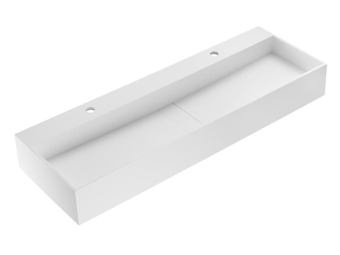 Vente Unique Vasque Suspendue En Solid Surface - Blanc - L120 X L40 X H15 Cm - YAMDROK