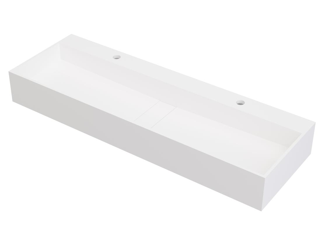 Vente Unique Vasque Suspendue En Solid Surface - Blanc - L120 X L40 X H15 Cm - YAMDROK