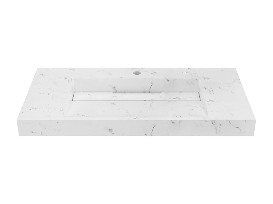 Vente Unique Vasque Suspendue En Solid Surface Blanche - L90.2 X L45.2 X H8 Cm - TAKOTNA