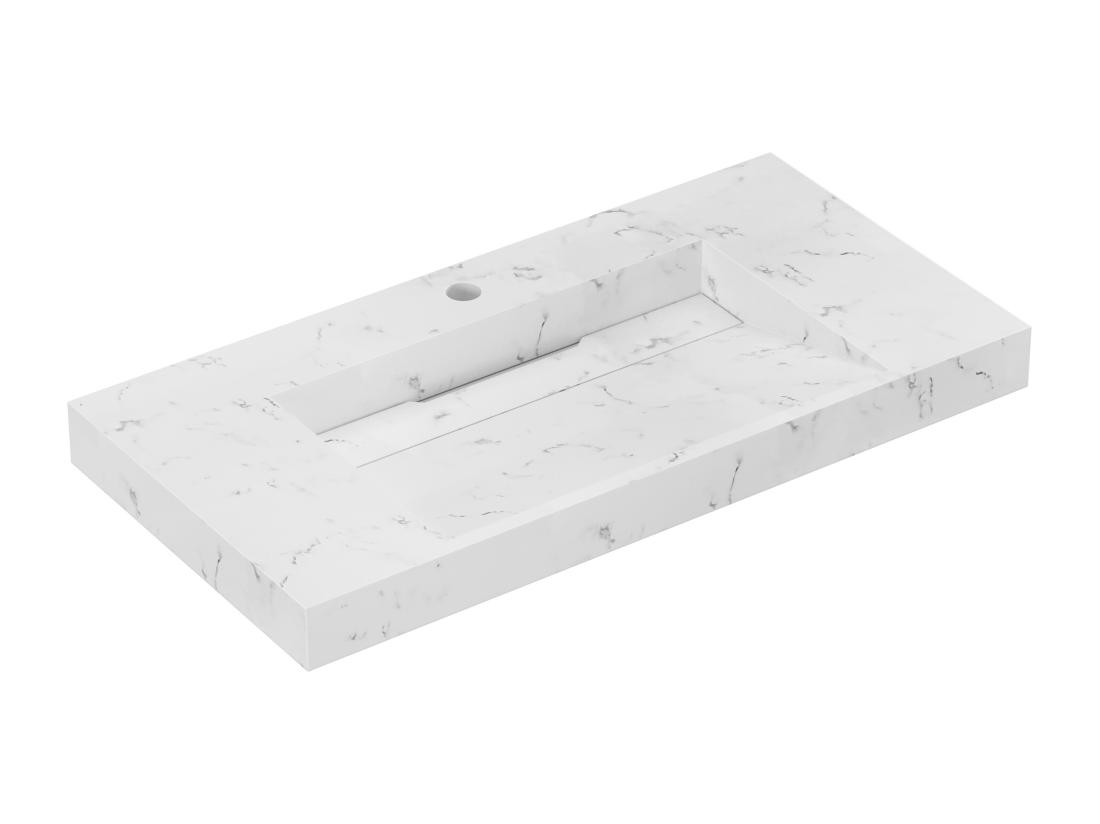 Vente Unique Vasque Suspendue En Solid Surface Blanche - L90.2 X L45.2 X H8 Cm - TAKOTNA