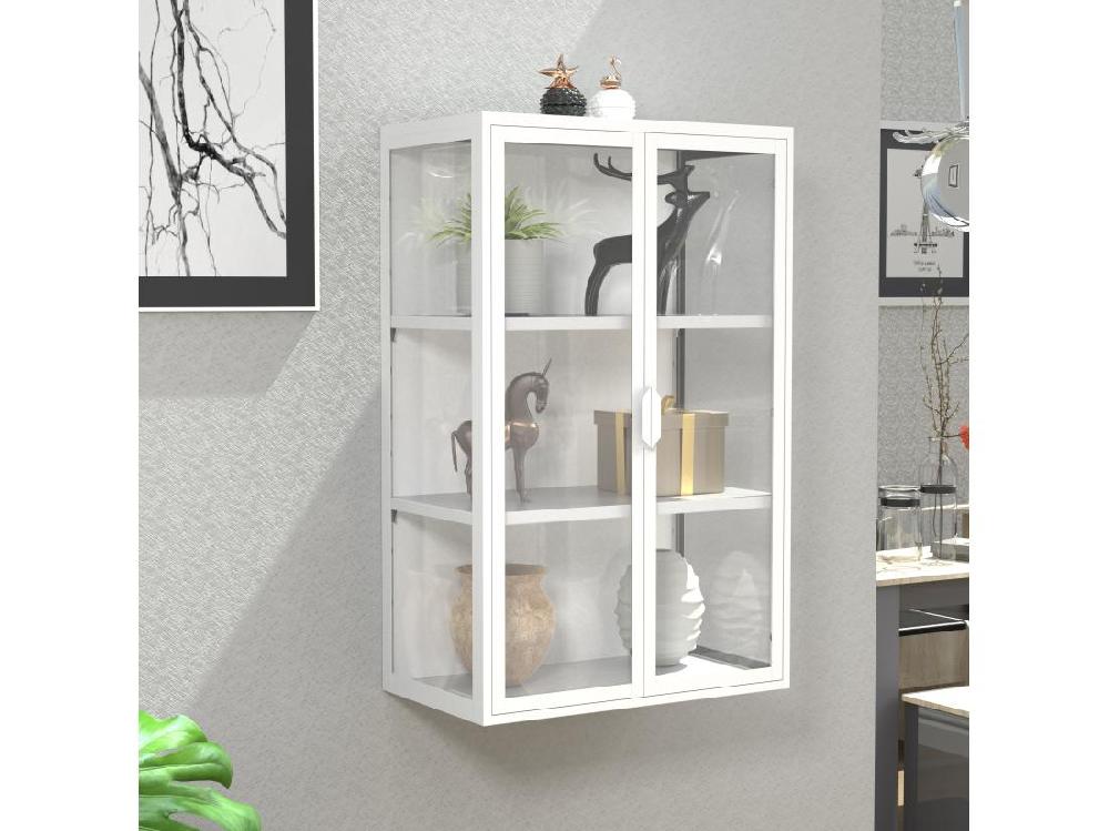 Vente Unique VCM Acier Vitrine Murale Vitrine Suspendue Vitrine En Verre Vitrine Murale Vitrine En Verre 95x60x35 Cm Floka L