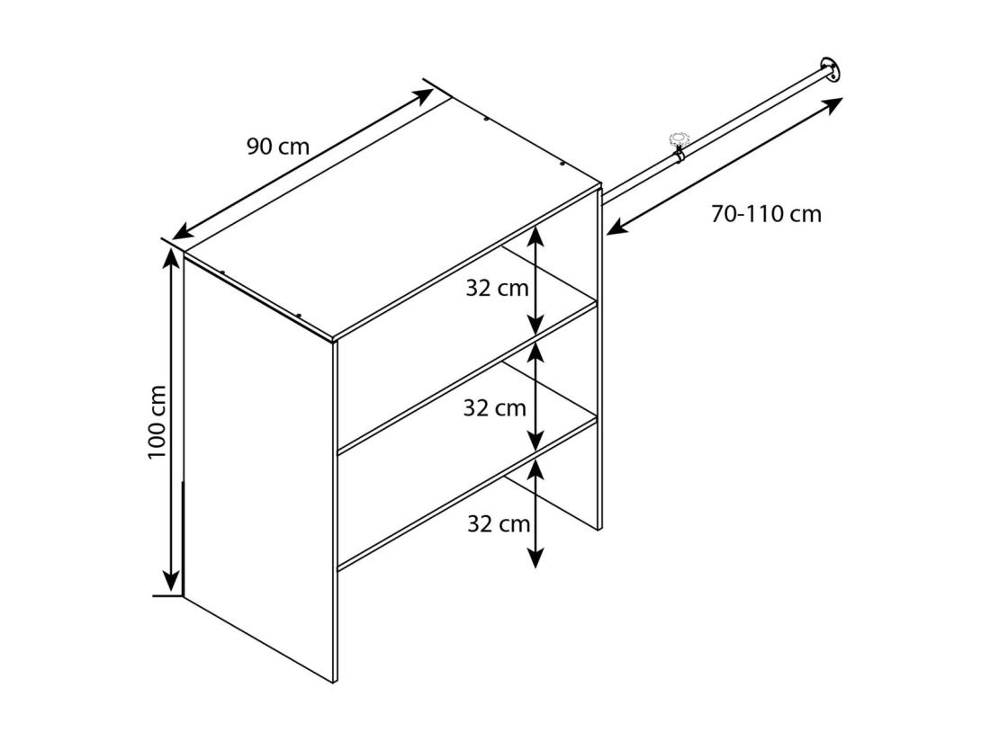 Vente Unique VCM Bois Armoire Ouverte Dressing Penderie Pentes De Toit étagère Dacho Ll (Chêne Sonoma)
