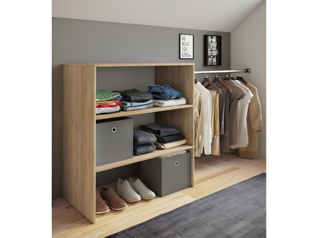 Vente Unique VCM Bois Armoire Ouverte Dressing Penderie Pentes De Toit étagère Dacho Ll (Chêne Sonoma)