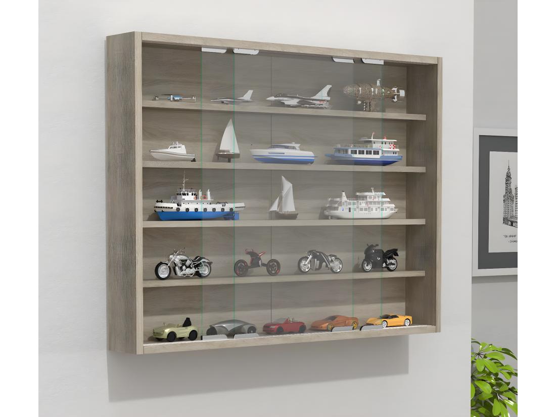 Vente Unique VCM Bois Verre Vitrine Murale Vitrine Collecteur Déco Vitrine Agisa L (chêne Sonoma)
