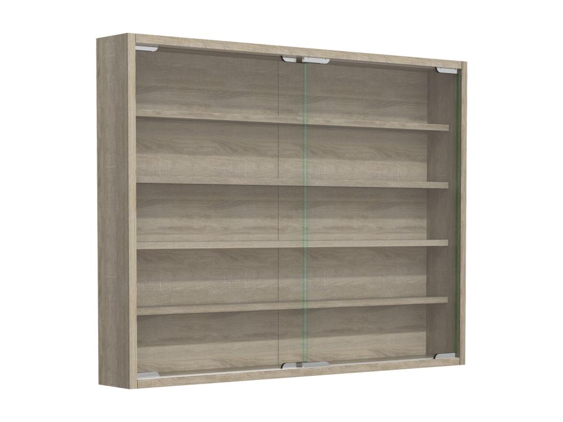 vente unique VCM bois verre vitrine murale vitrine collecteur déco vitrine Agisa L (chêne Sonoma)