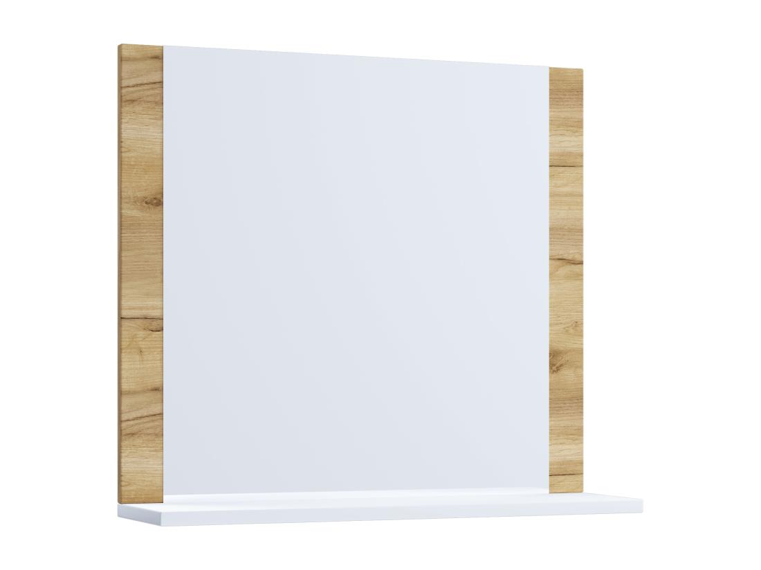 vente unique VCM miroir de salle de bain miroir mural miroir suspendu salle de bain miroir Lendas étagère (chêne miel / blanc|80)