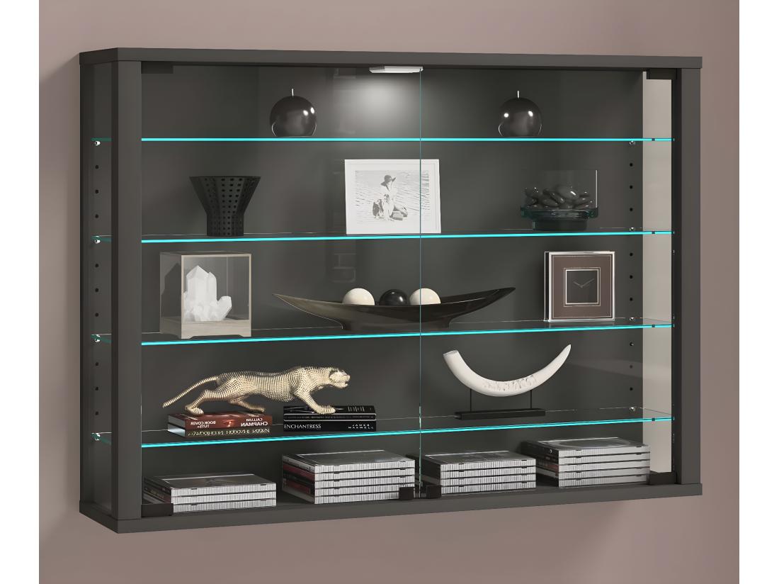 Vente Unique VCM Vitrine Murale Vitrine Suspendue Vitrine Murale Vitrine En Verre Vitrosa L (Anthracite)