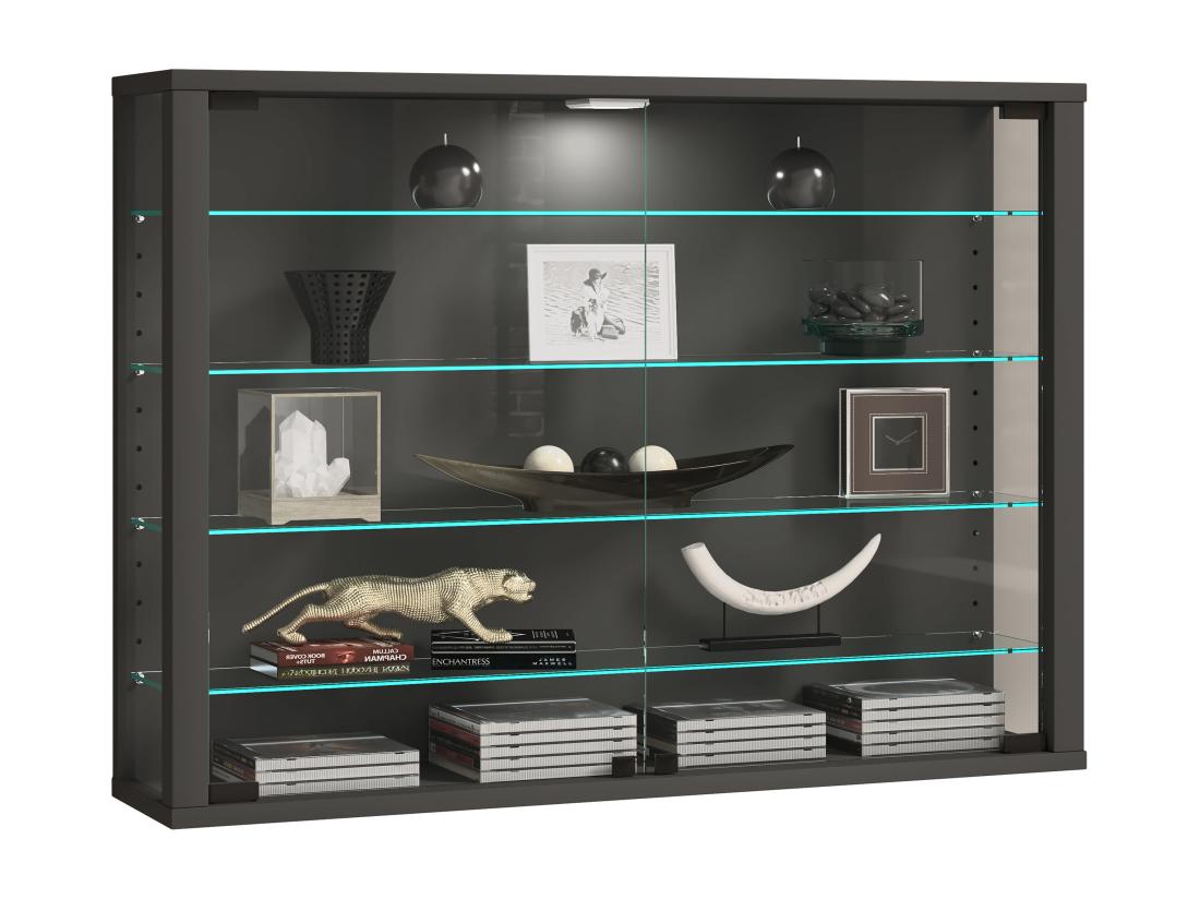 vente unique VCM vitrine murale vitrine suspendue vitrine murale vitrine en verre Vitrosa L (Anthracite)