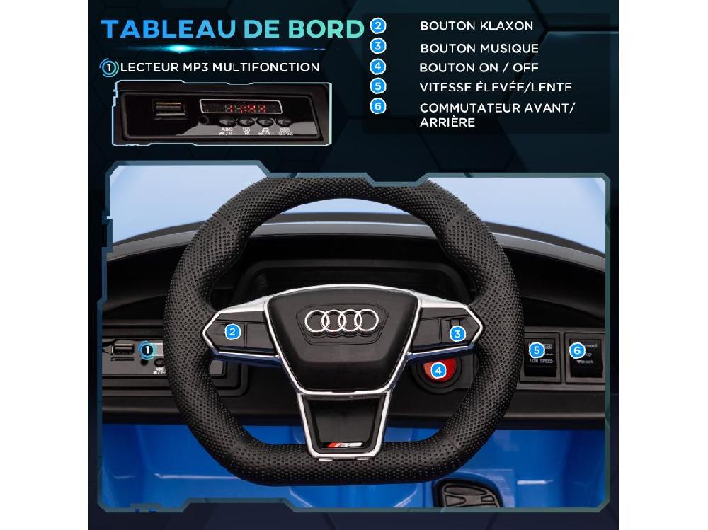 vente unique Véhicule électrique enfant Audi RS e-tron GT V. max. 5 Km/h télécommande effets sonores + lumineux bleu