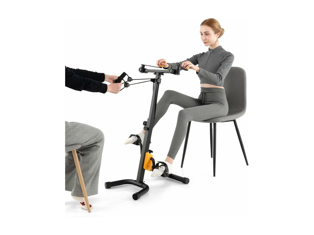 Vente Unique Vélo D'Appartement à Pédales Pliable 9 Hauteurs Résistance Réglable Fonction D'étirement Avec Rouleaux De Massage Ecran LCD