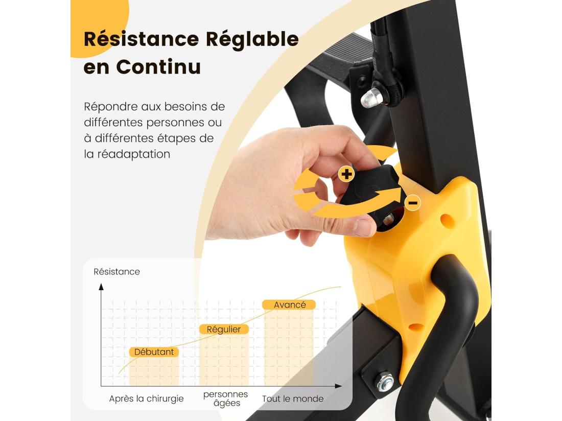 Vente Unique Vélo D'Appartement à Pédales Pliable 9 Hauteurs Résistance Réglable Fonction D'étirement Avec Rouleaux De Massage Ecran LCD
