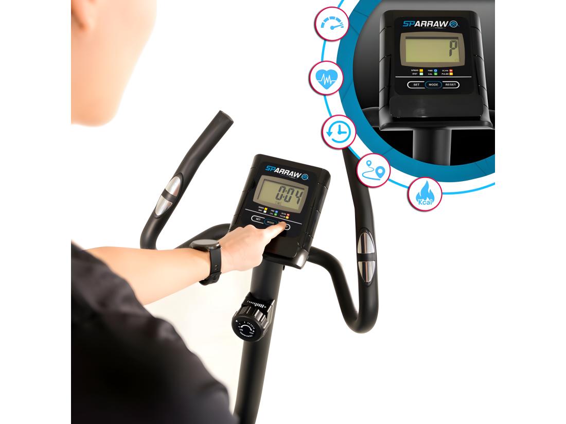 Vente Unique Vélo D'appartement CAMPO Roue D'inertie 3kg - 8 Niveaux De Résistance Capteurs Pouls Ecran D'entraînement Réglable