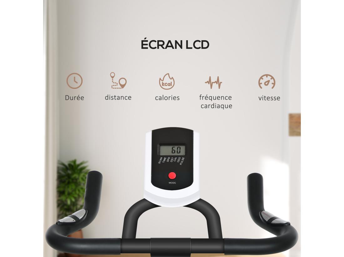 vente unique Vélo d'appartement cardio - vélo biking - écran LCD multifonction selle guidon réglable volant inertie 8 Kg - acier bleu noir