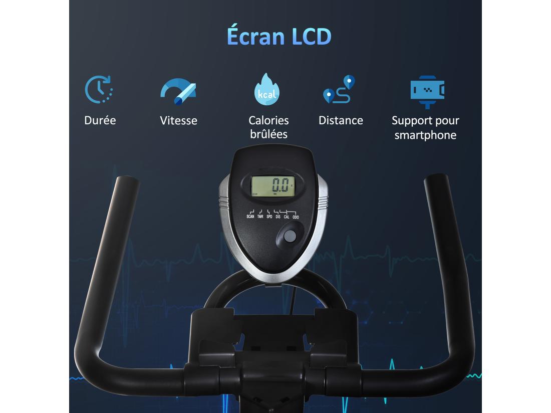 Vente Unique Vélo D'appartement Cardio Vélo Biking écran Multifonction Selle Et Guidon Réglable Noir
