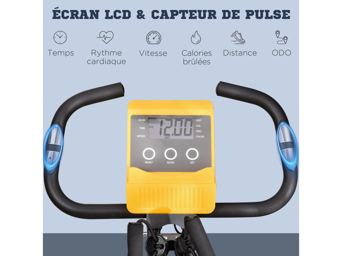 Vente Unique Vélo D'appartement Pliant 8 Niveaux De Résistance Selle Réglable Poignées Ergonomiques écran LCD