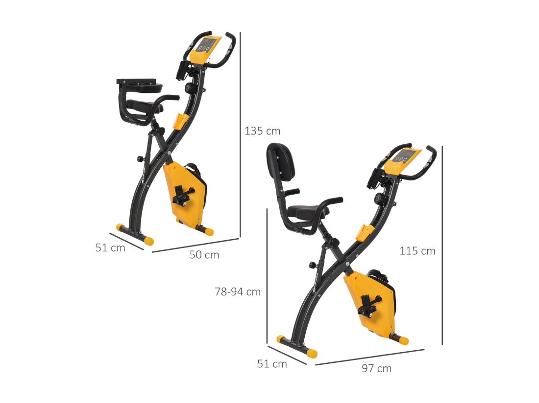 Vente Unique Vélo D'appartement Pliant 8 Niveaux De Résistance Selle Réglable Poignées Ergonomiques écran LCD