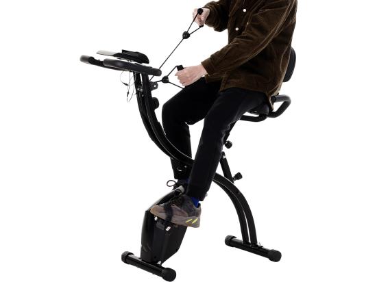 Vente Unique Vélo D'appartement Pliant 8 Niveaux De Résistance Magnétique Dossier Selle Réglable Poignées Ergonomiques écran LCD Multifonction Suspensions Support Tablette Acier Noir