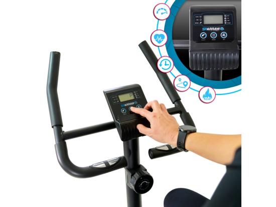 vente unique Vélo d'appartement TEMPO Roue d'inertie 3kg - 8 niveaux de résistance Capteurs Pouls Ecran d'entraînement Réglable