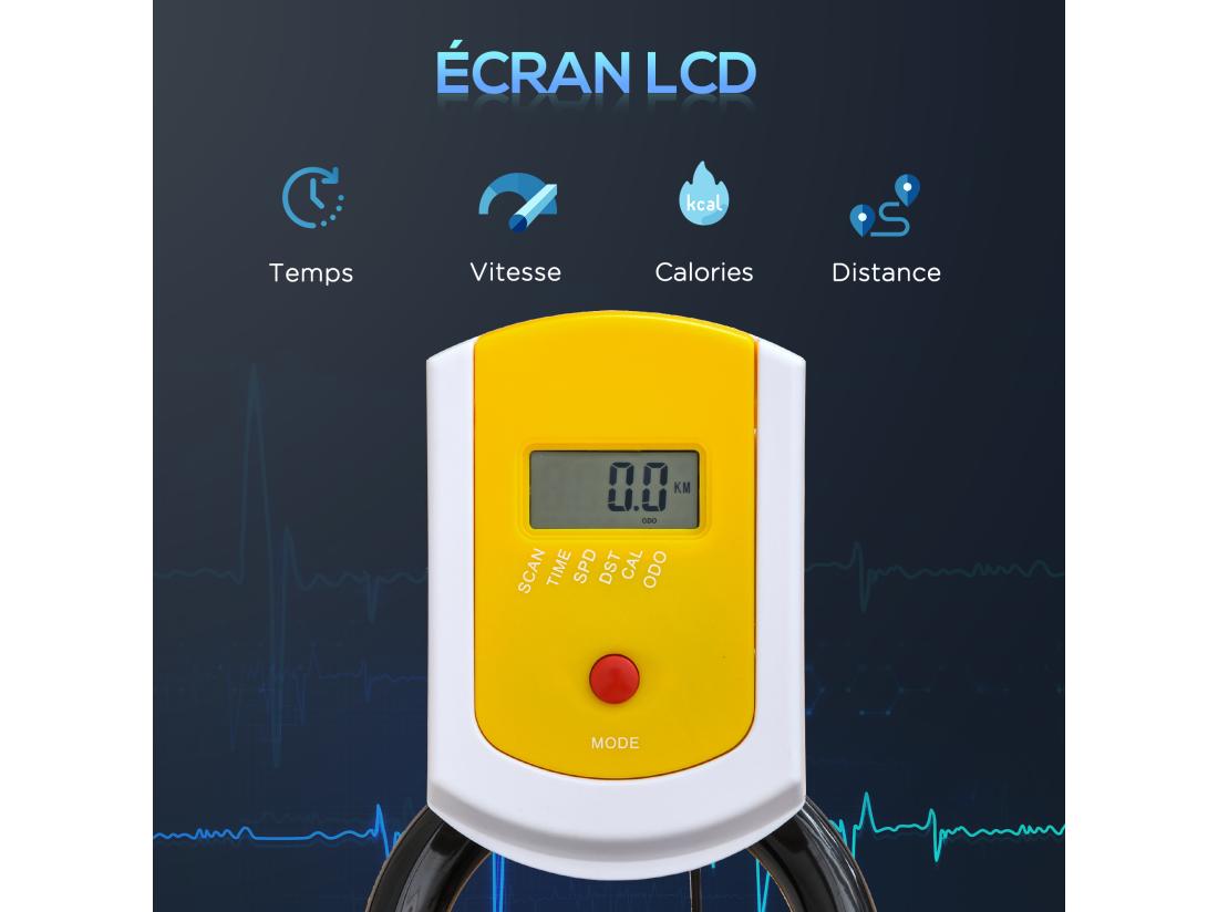 Vente Unique Vélo D'appartement Vélo Biking Cardio écran LCD Multifonctions Selle Guidon Réglables Acier Noir Jaune