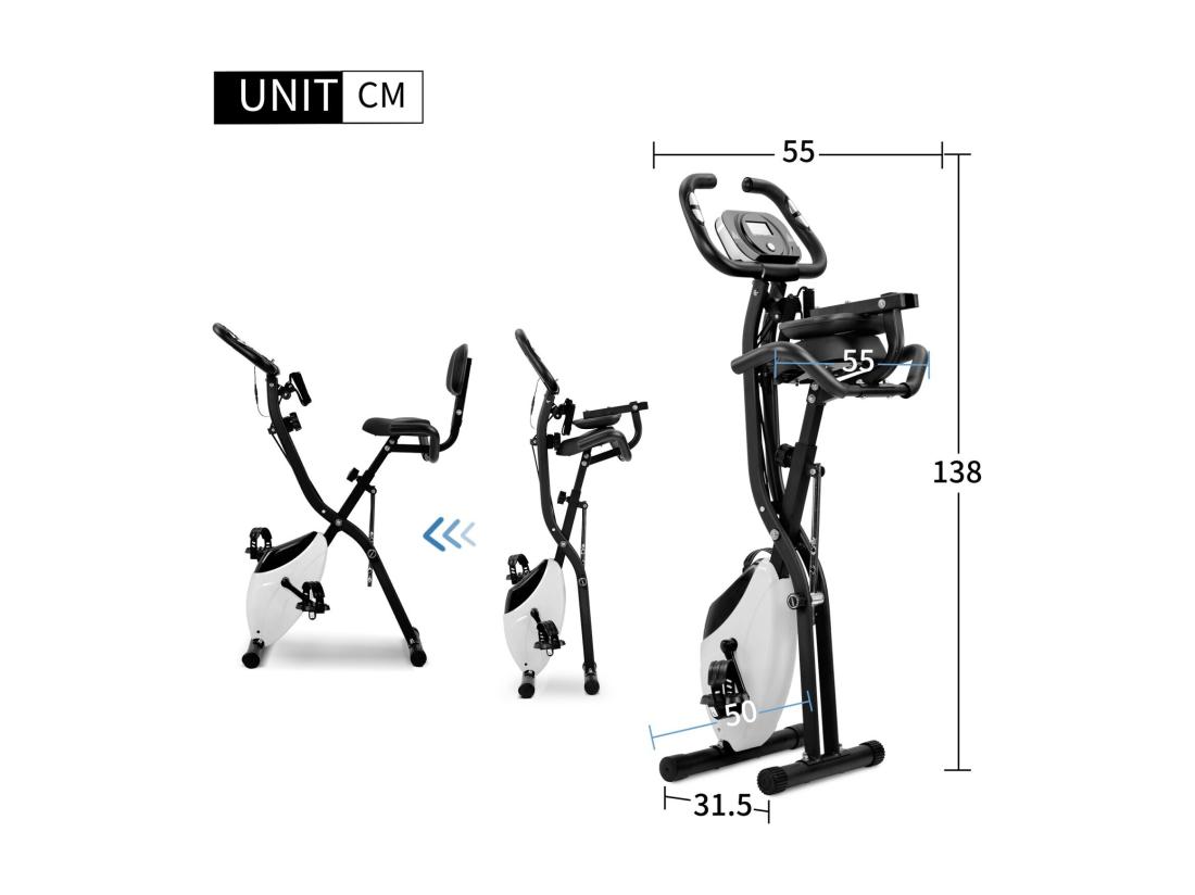 Vente Unique Vélo De Fitness Pliable Magnétique Avec écran LCD 10 Niveaux De Résistance Magnétique Charge Max 120kg