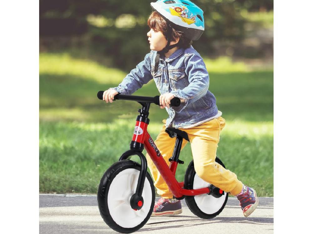 Vente Unique Vélo Enfant Draisienne 2 En 1 Roulettes Et Pédales Amovibles Roues 12" Hauteur Selle Réglable Acier Rouge