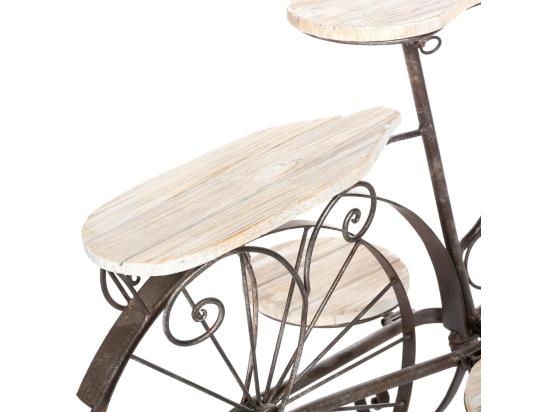 Vente Unique Vélo Porte Plantes - Fer Forgé - 5 Plateaux En Bois - Meuble Décoratif