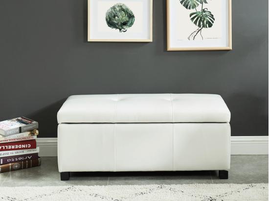 Vente Unique Banc Coffre Simili FILIPPO - Blanc