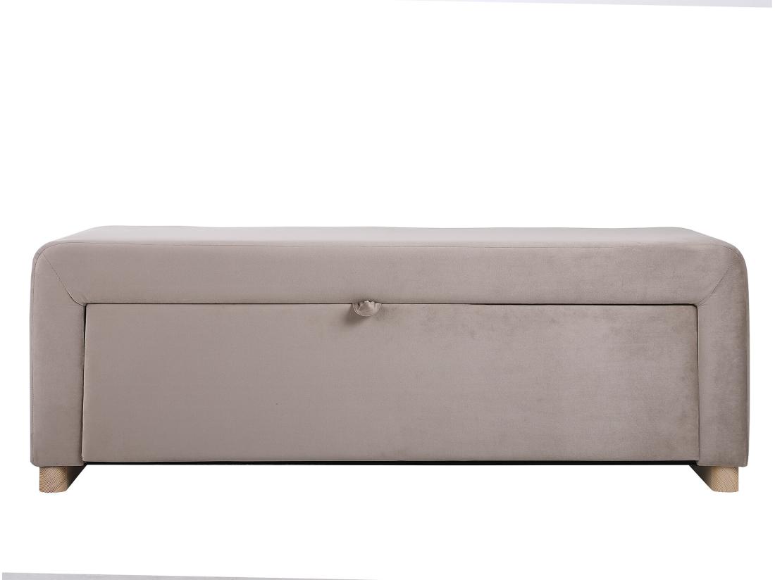 Vente Unique Banc Coffre - Velours - Taupe - CAPINO