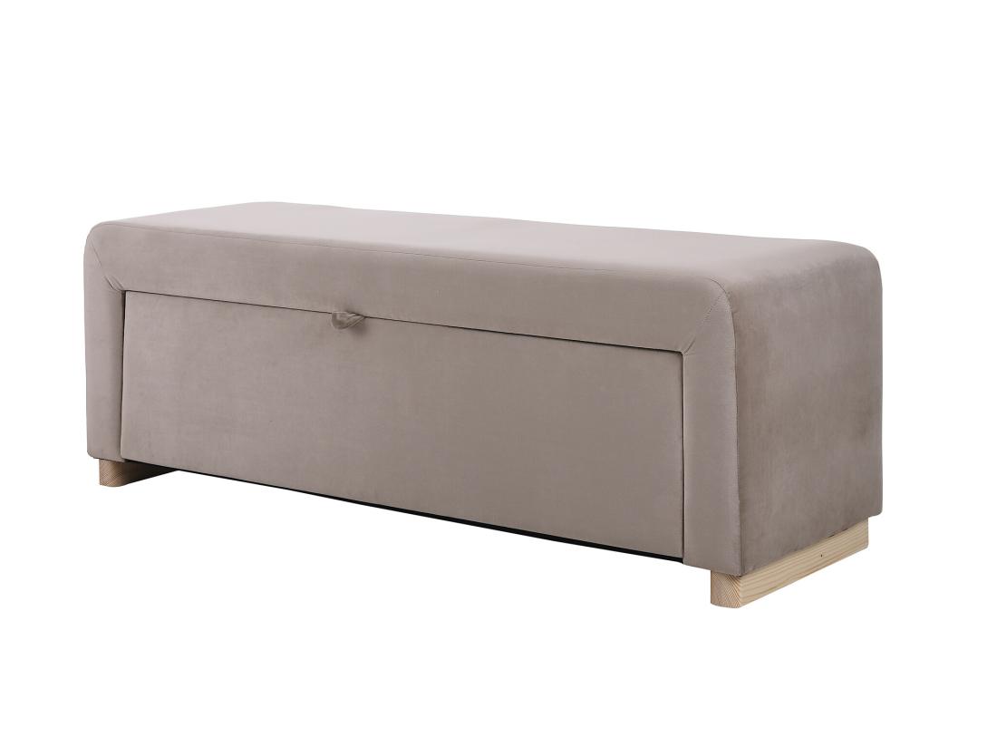 Vente Unique Banc Coffre - Velours - Taupe - CAPINO